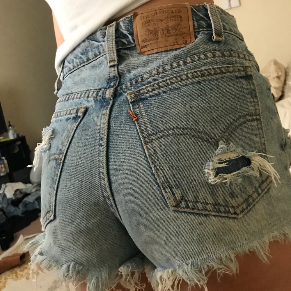 Levi’s distressed high waisted shorts